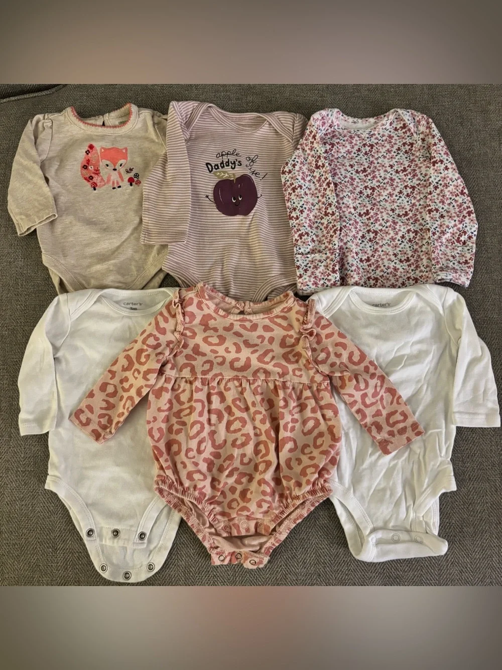 Baby Girl Long Sleeve Onesies Bundle - 0-3/3 months